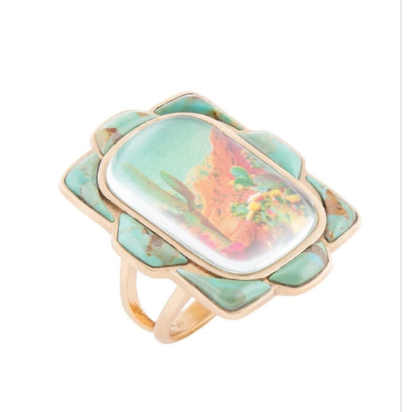 BARSE Scenic Desert Sedona Turquoise Golden Ring Southwest Size 6 - Picture 2 of 5